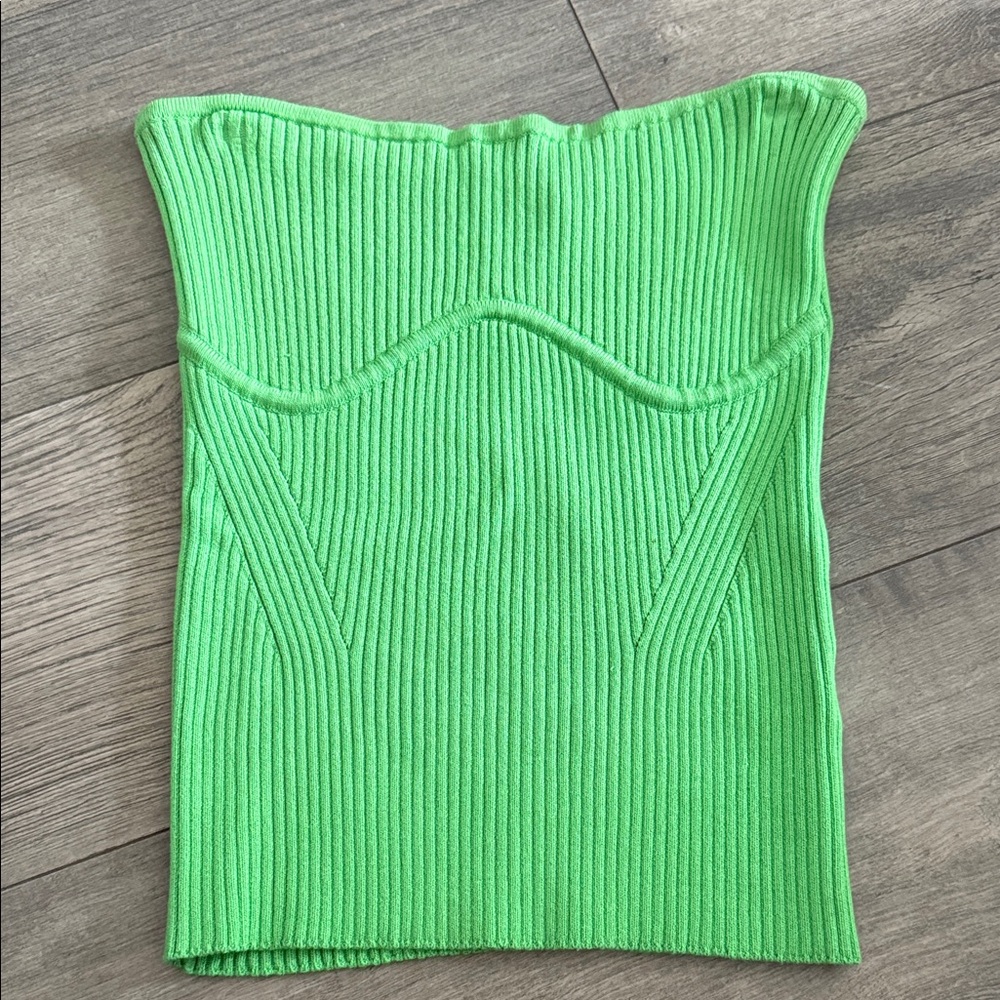 Camila Coelho Bright Green Ribbed Top